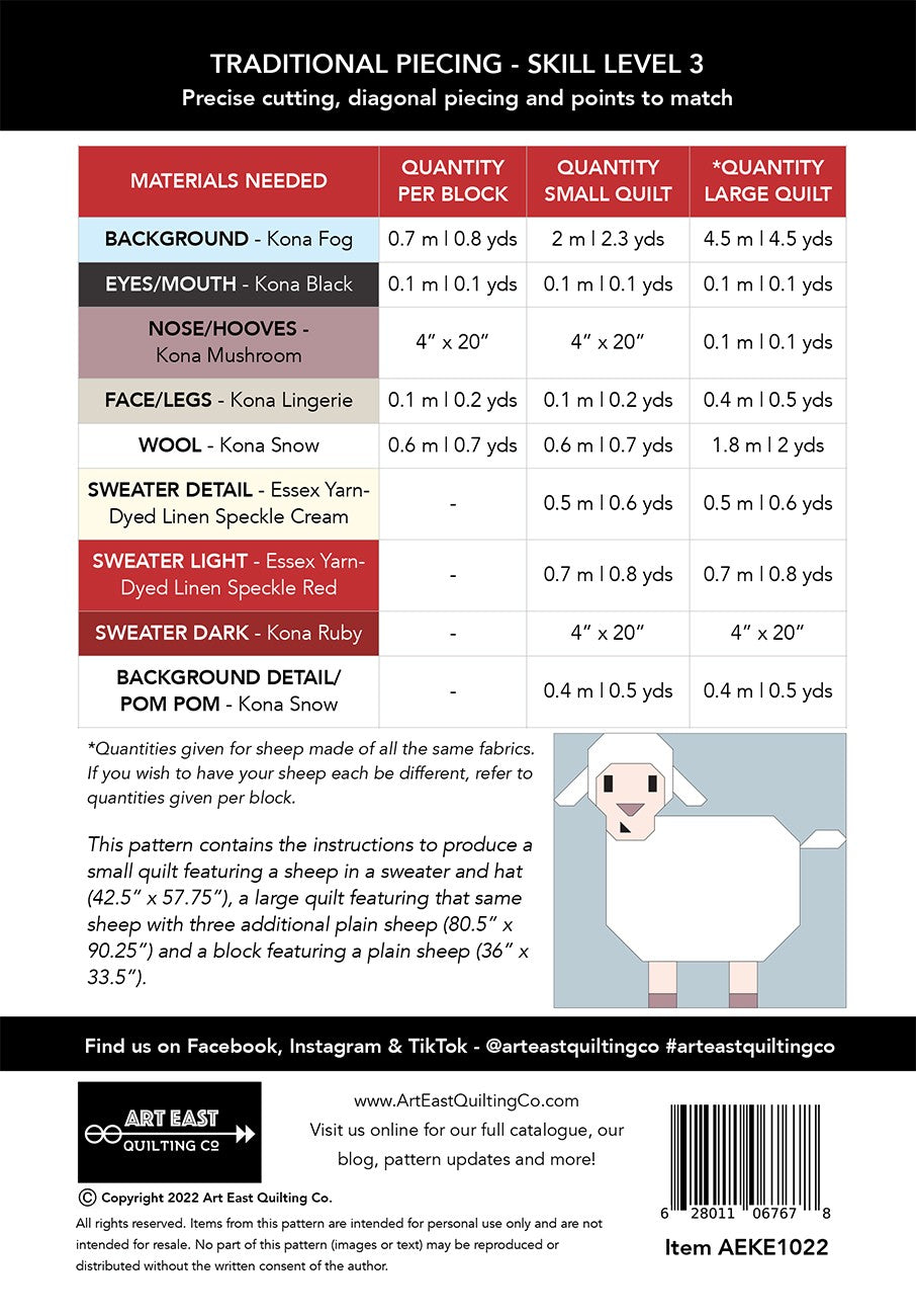 Knitted for Ewe Quilt Pattern # AEKE1022 - Special Order