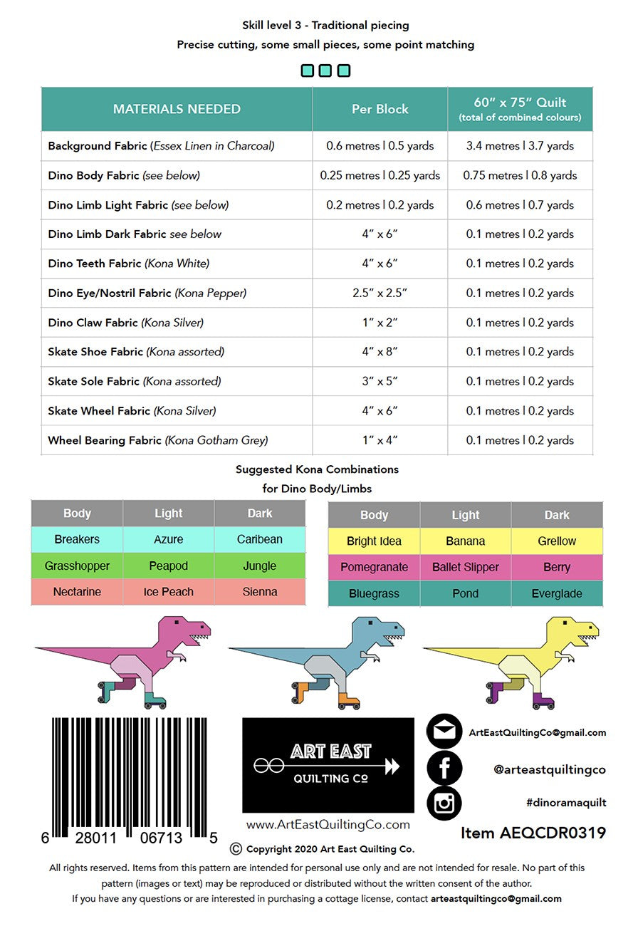 Dinorama - TRex Quilt Pattern # AEQCDR0319 - Special Order