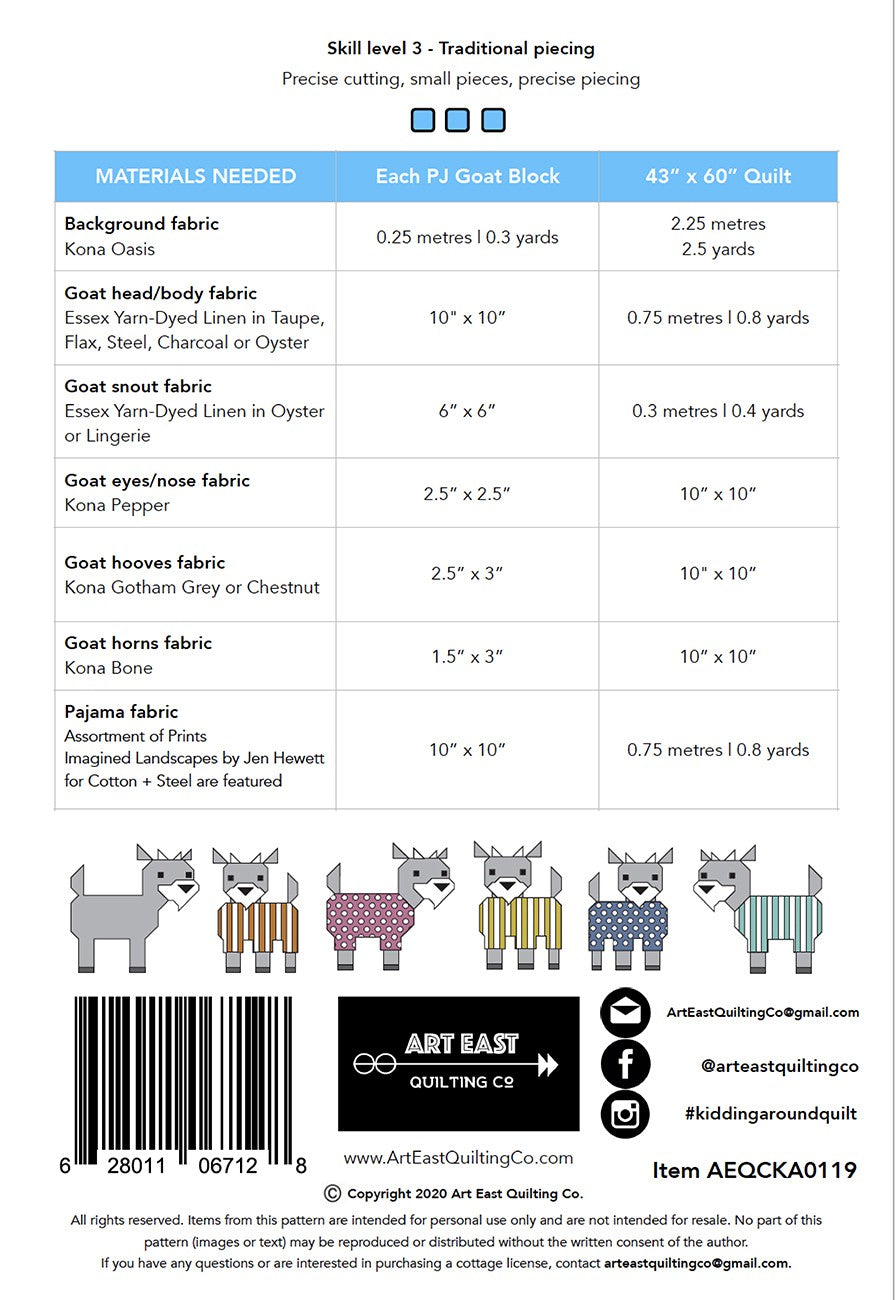 Kidding Around Goats Quilt Pattern # AEQCKA0119 - Special Order