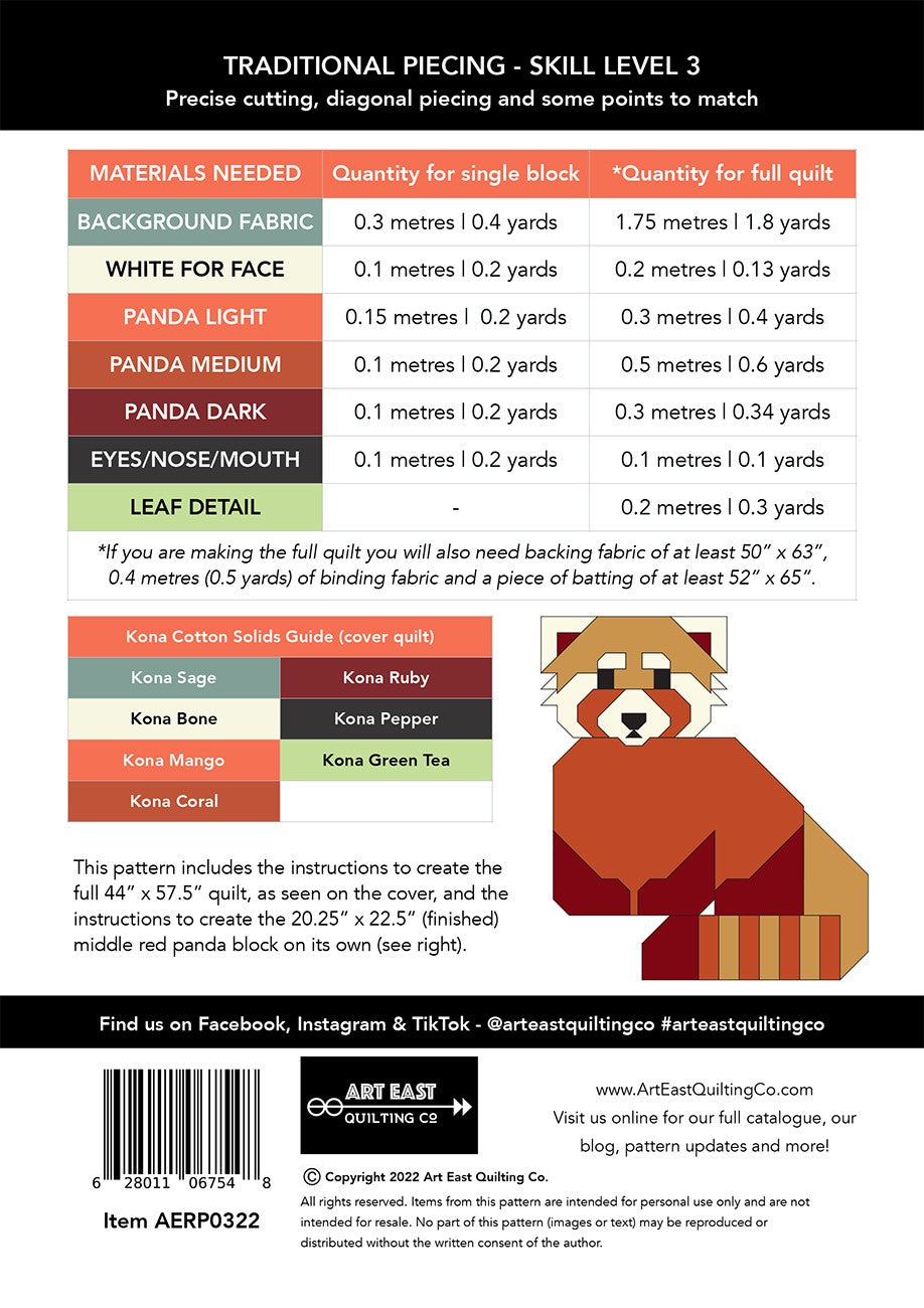 Red Pandas Quilt Pattern # AEQCRP0322 - Special Order