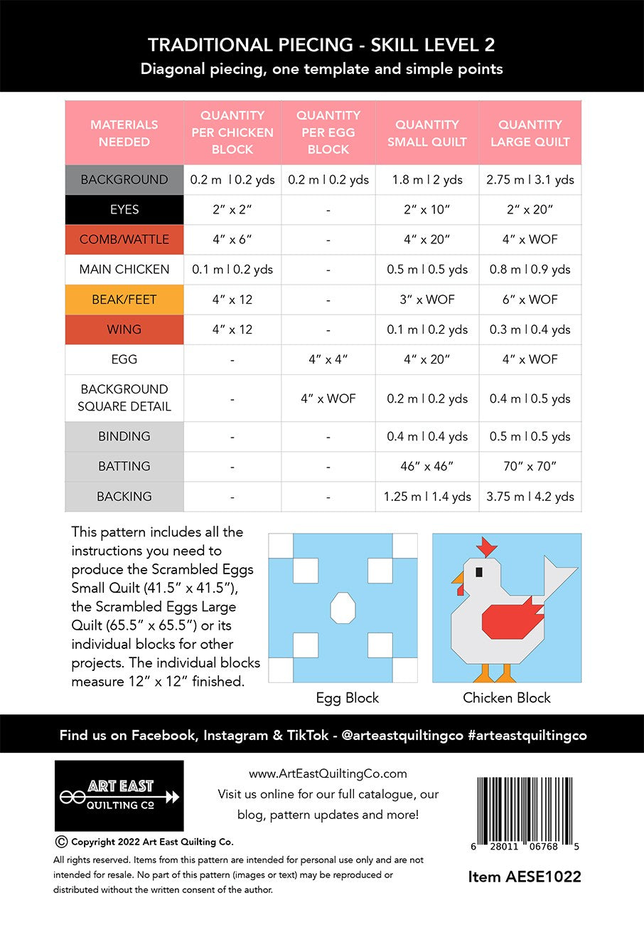 Scrambled Eggs Quilt Pattern # AESE1022 - Special Order