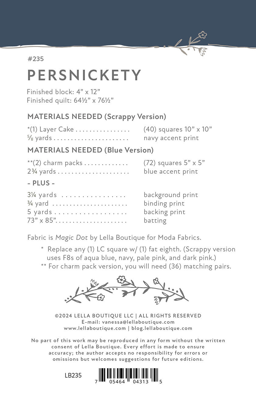 Persnickety # LB235 - Special Order - Expected to ship after Nov. 11th