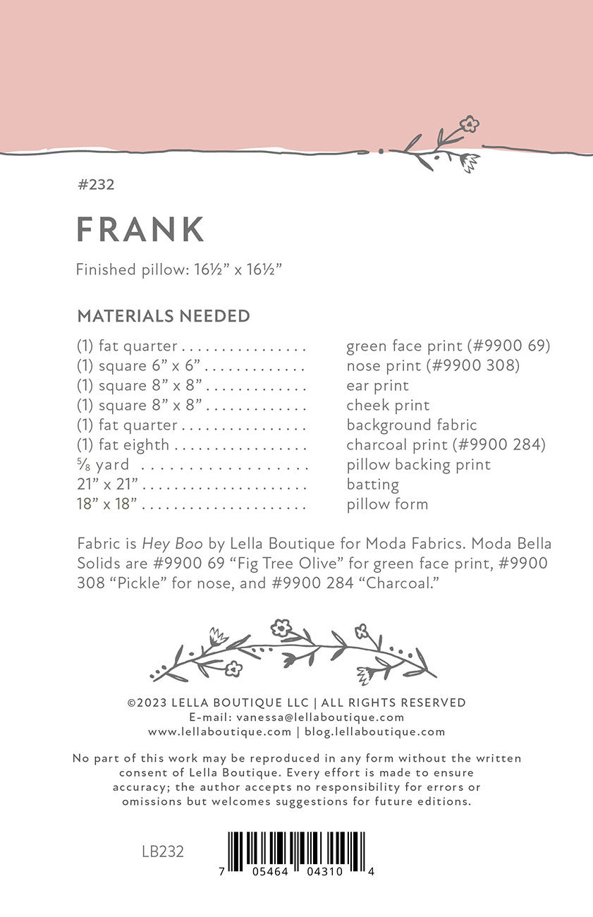 Frank # LB232 - Special Order