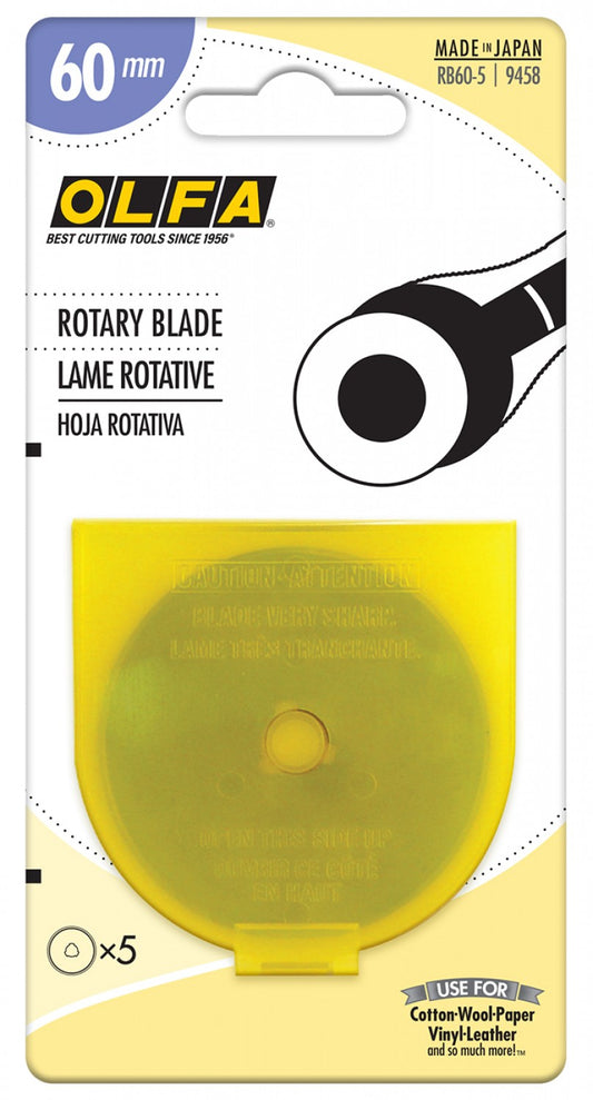 60mm Rotary Blade RTY3 5ct  # RB60-5 - Special Order