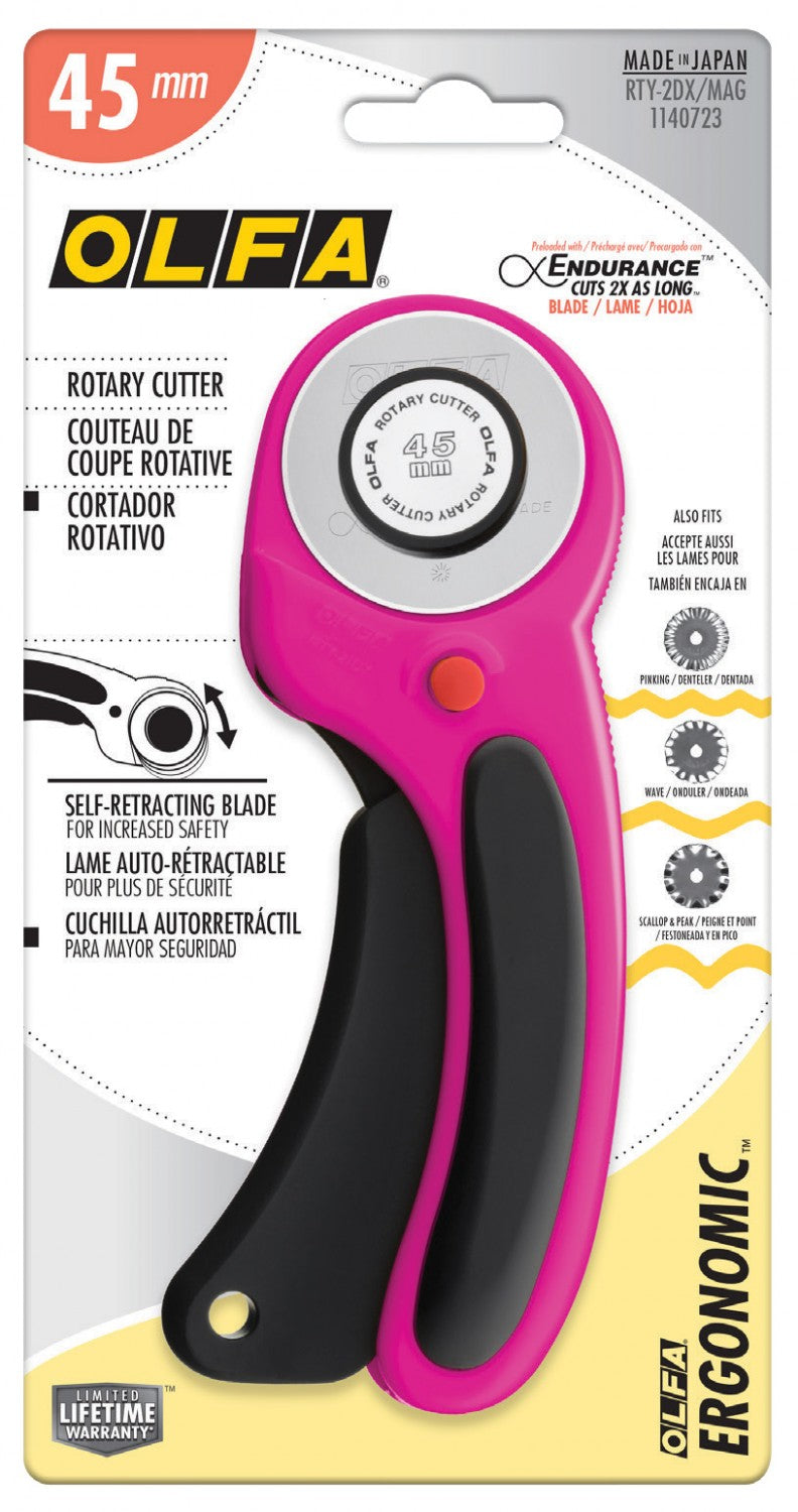 45mm Ergonomic Rotary Cutter Magenta # RTY-2DX-MAG - Special Order