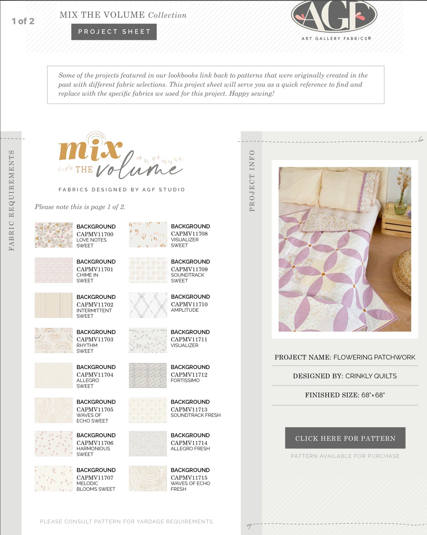 Mix the Volume by AGF Studios : Flowering Patchwork Quilt Kit