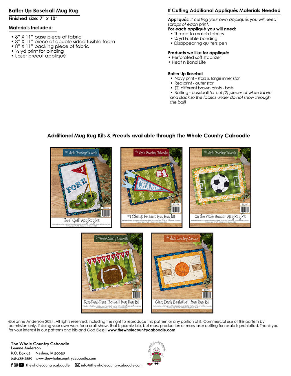 Batter Up Baseball Mug Rug Kit # WCCBX202 - Estimated Ship 11-20-24 - Special Order - Estimated Ship 11-20-24