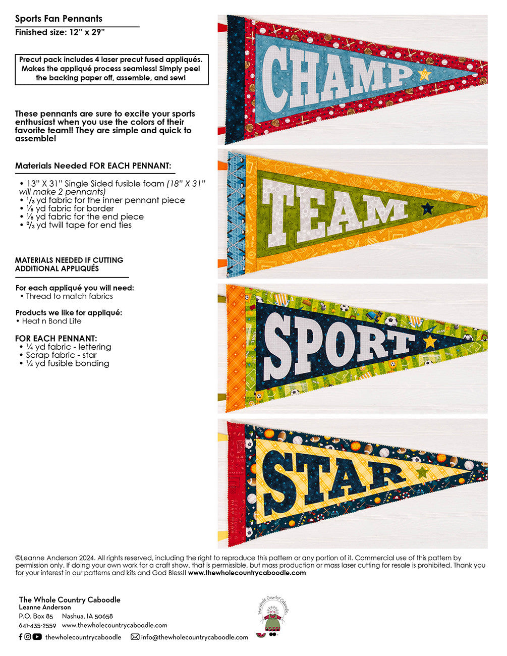 Sports Fan Pennants Precut Pack # WCCPP141 - Estimated Ship 11-20-24 - Special Order