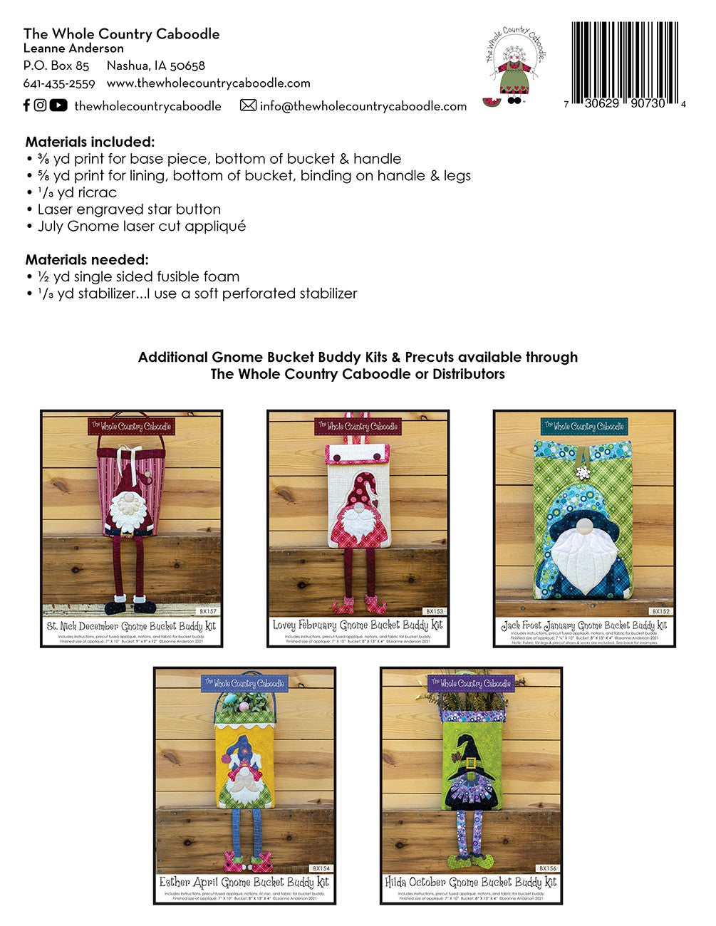 July Sam Gnome Bucket Buddy Kit # WCCBX155 - Special Order