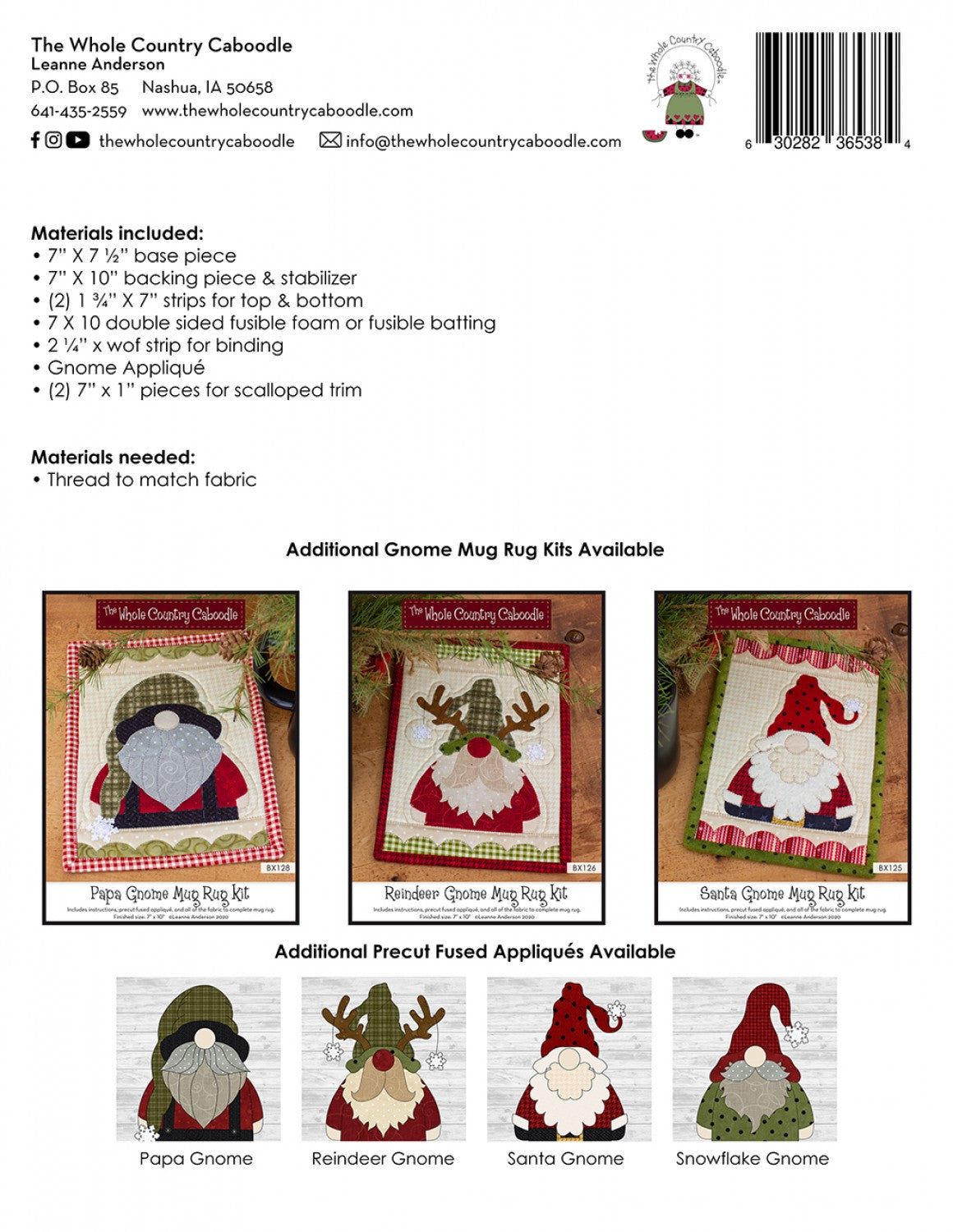 Snowflake Gnome Mug Rug Kit # WCCBX127 - Special Order