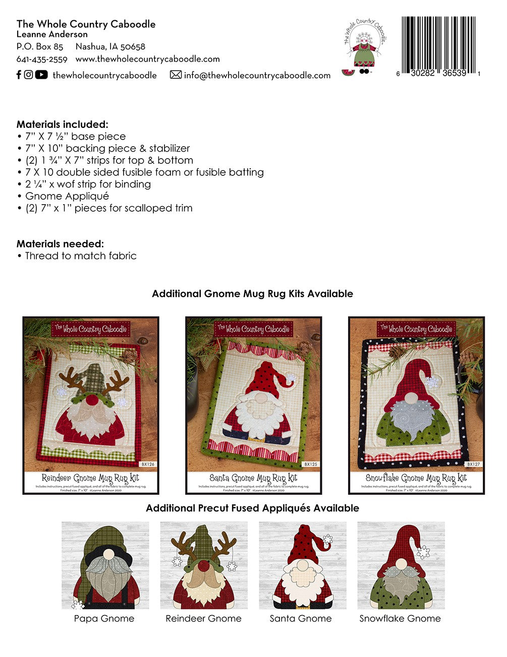 Papa Gnome Mug Rug Kit # WCCBX128 - Special Order