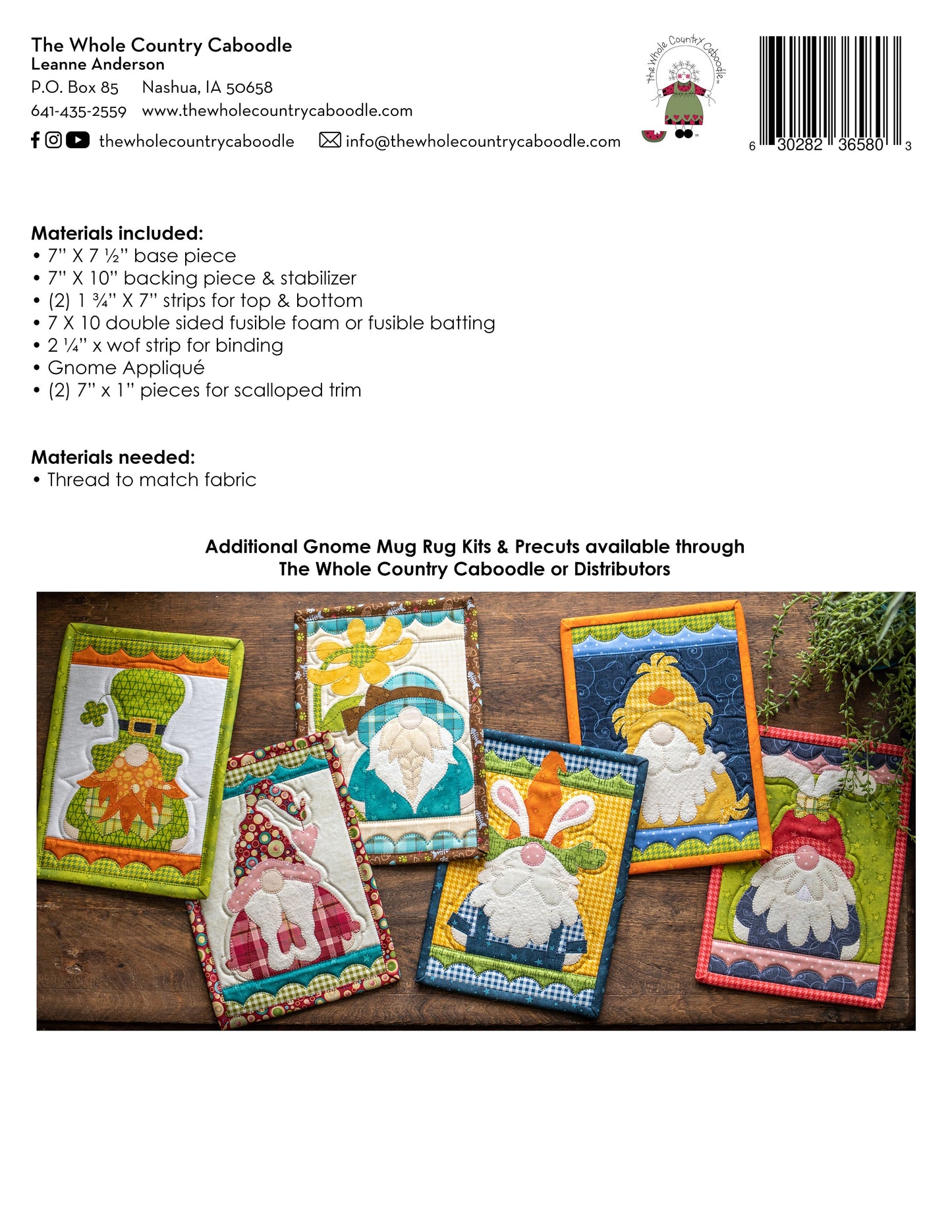 Irish Gnome Mug Rug Kit # WCCBX133 - Special Order