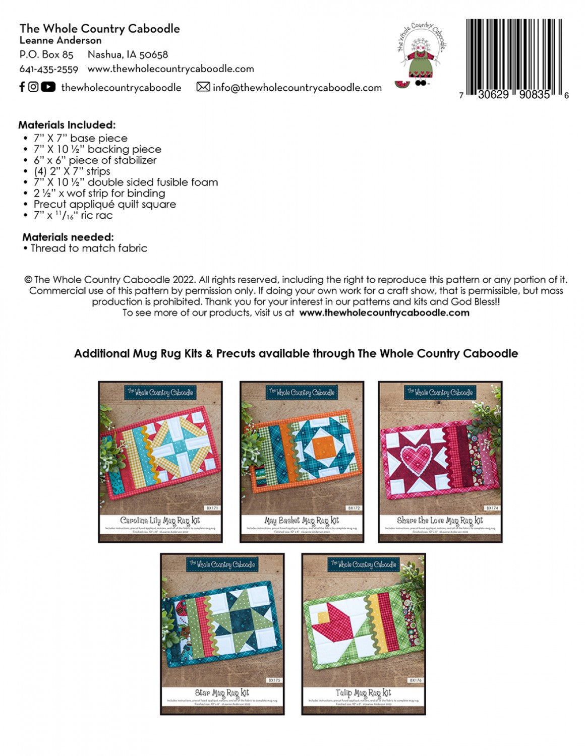 Pinwheel Mug Rug Kit # WCCBX173 - Special Order