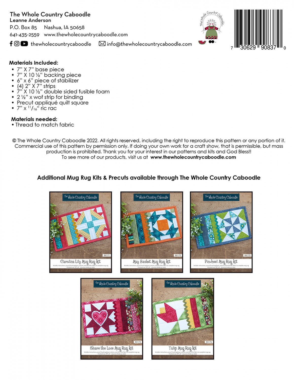 Star Mug Rug Kit # WCCBX175 - Special Order