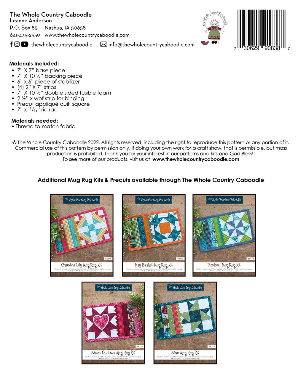 Tulip Mug Rug Kit # WCCBX176 - Special Order