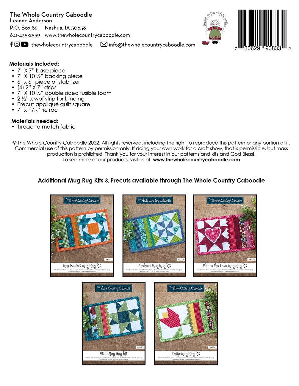 Carolina Lily Mug Rug Kit # WCCBX171 - Special Order