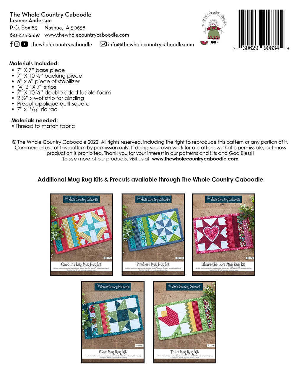 May Basket Mug Rug Kit # WCCBX172 - Special Order