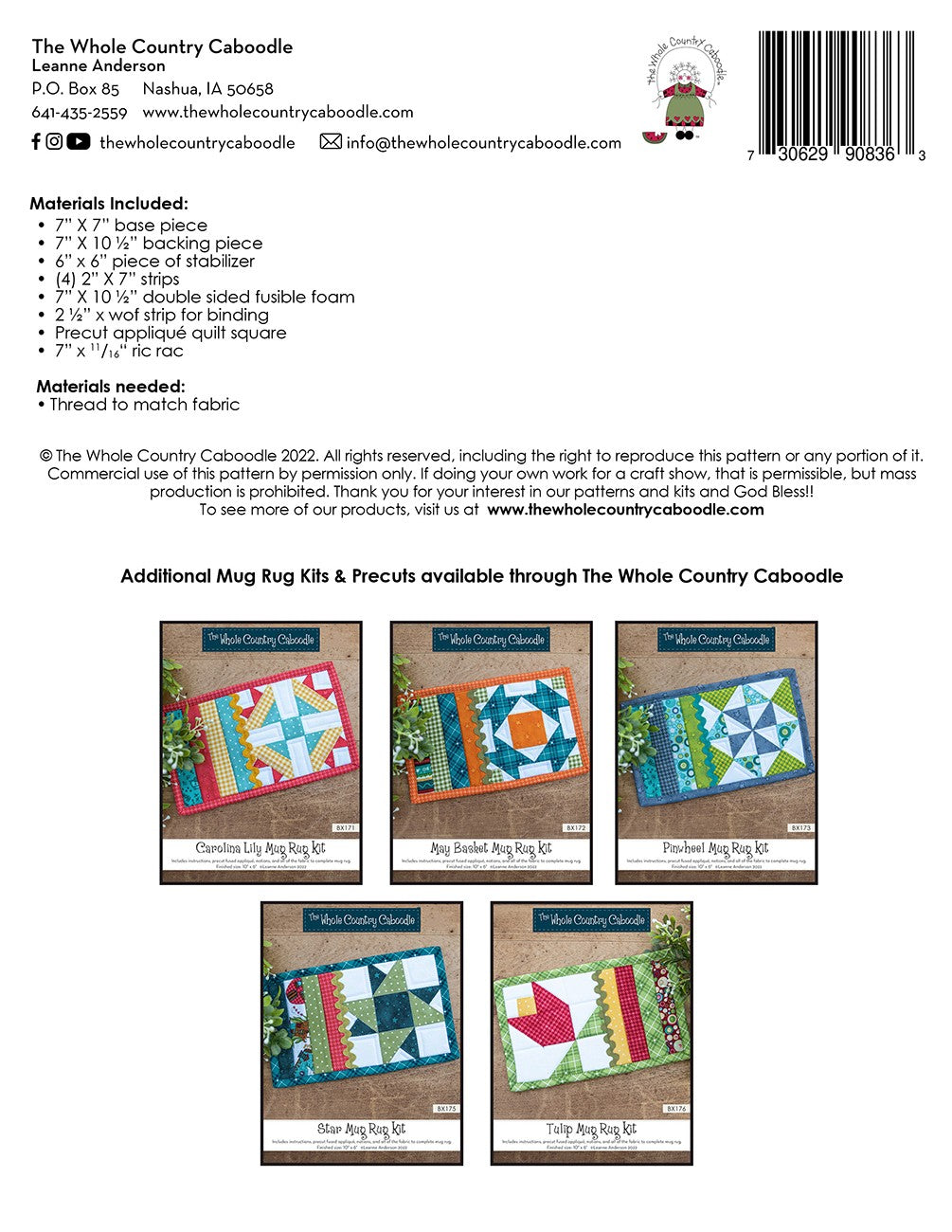 Share the Love Mug Rug Kit # WCCBX174 - Special Order