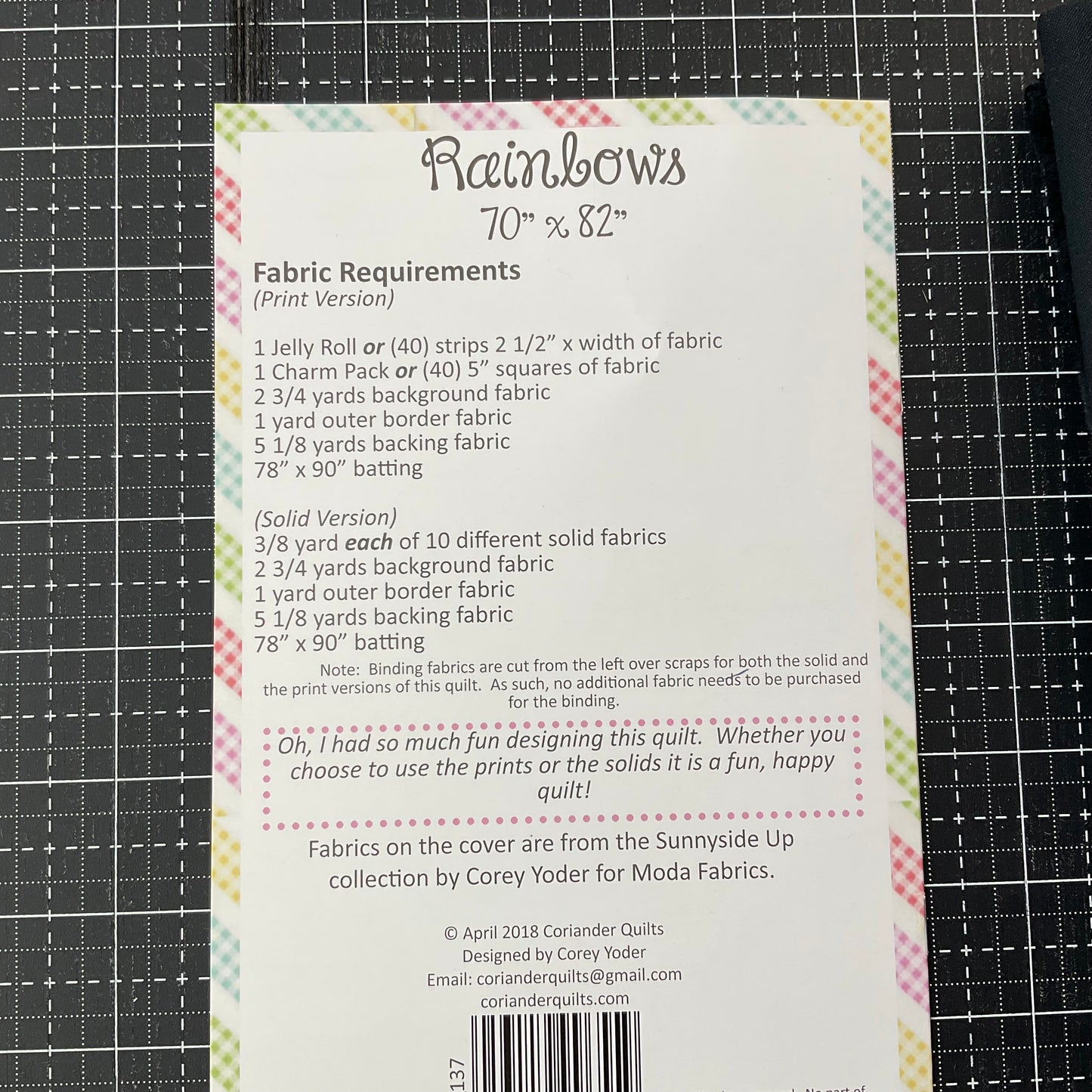 Rainbows Quilt Kit featuring Food Group by Kimberly Kight