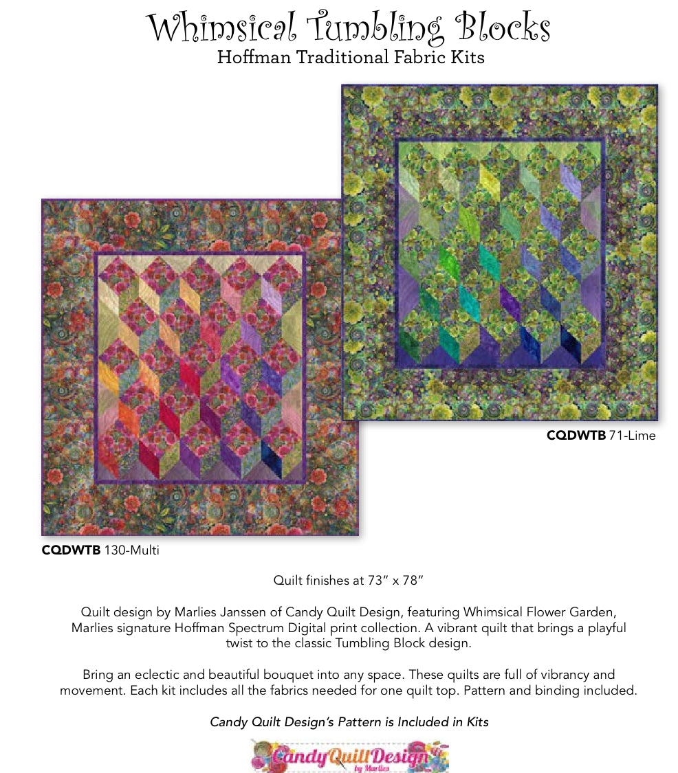 Multi Whimsical Tumbling Block Quilt Kit (Expected Arrival March 2025)