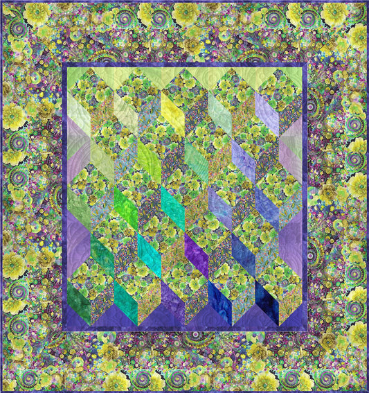 Multi Whimsical Tumbling Block Quilt Kit (Expected Arrival March 2025)