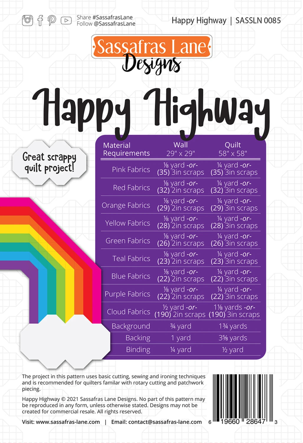 Happy Highway Quilt Pattern by Sassafras Lane - Special Order