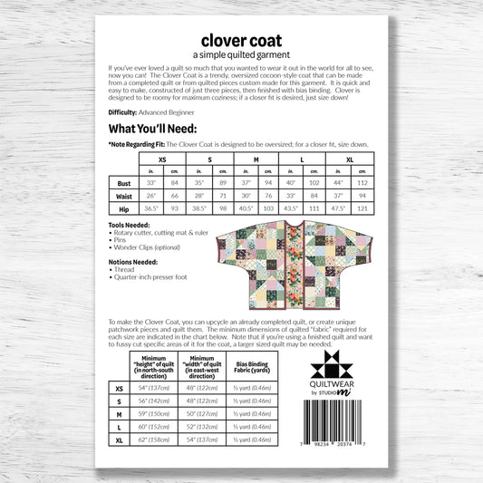 Clover Quilt Coat Pattern by Studio M Square - Estimated arrival 10-26-25