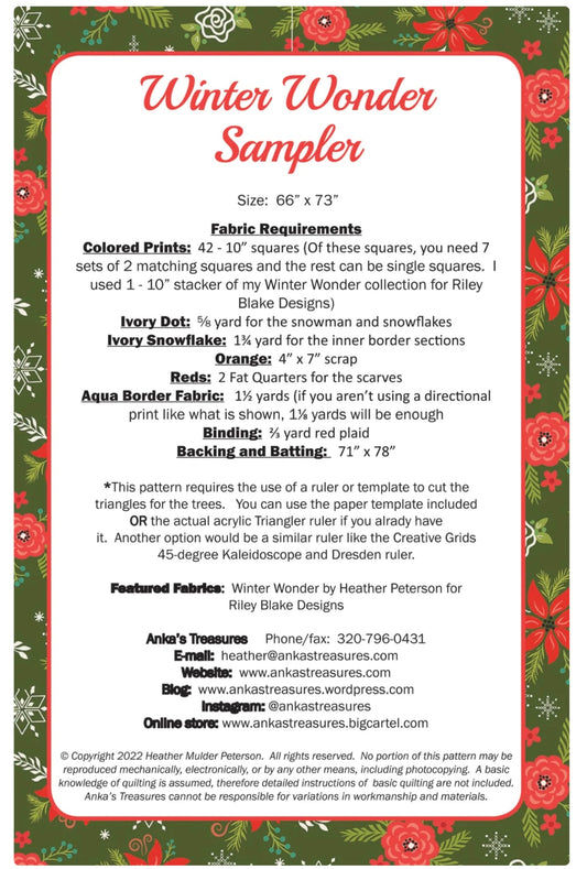 Winter Wonder Sampler Quilt Pattern by Anaka's Treasures - Special Order