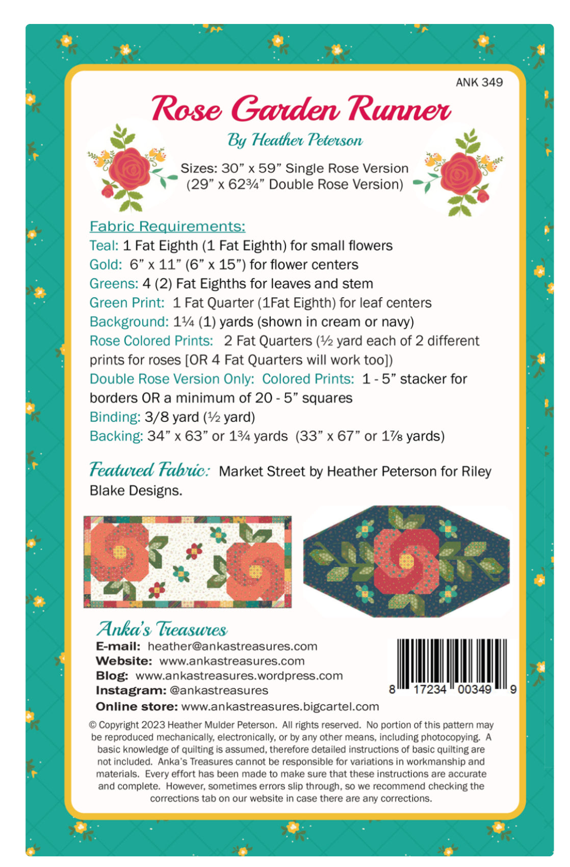 Rose Garden Runner #ANK349 - Special Order