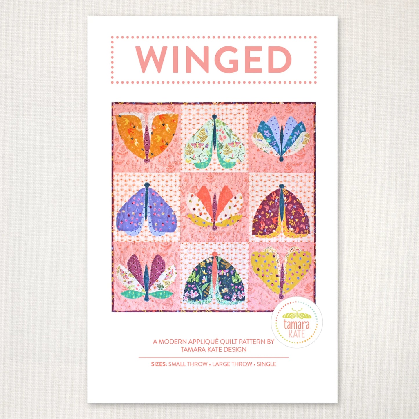 Winged Appliqué Quilt Pattern by Tamara Kate