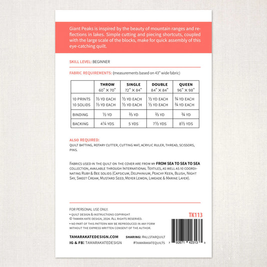 Giant Peaks Quilt Pattern by Tamara Kate