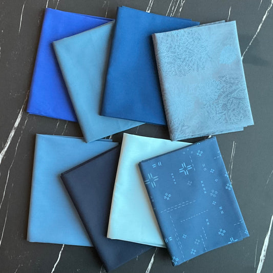 True Blue Coordinated with Pure Solids- Floral Elements - Decostitch : Bundle