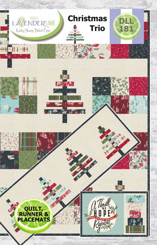 Christmas Trio Table Runner, Placemat & Quilt Pattern by Lavender Lime