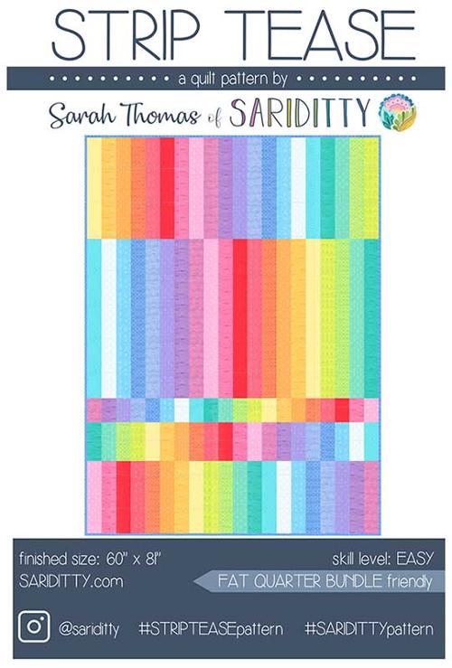 Strip Tease Quilt Kit featuring Rainbow Sherbet by Sariditty