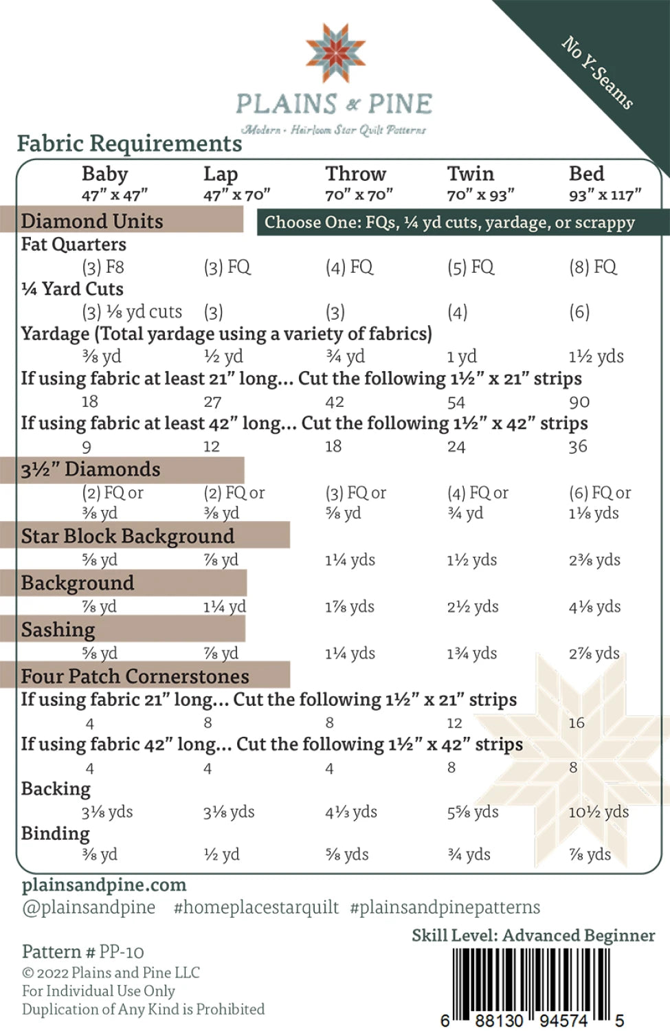 Homeplace Star Quilt Pattern by Plains & Pine