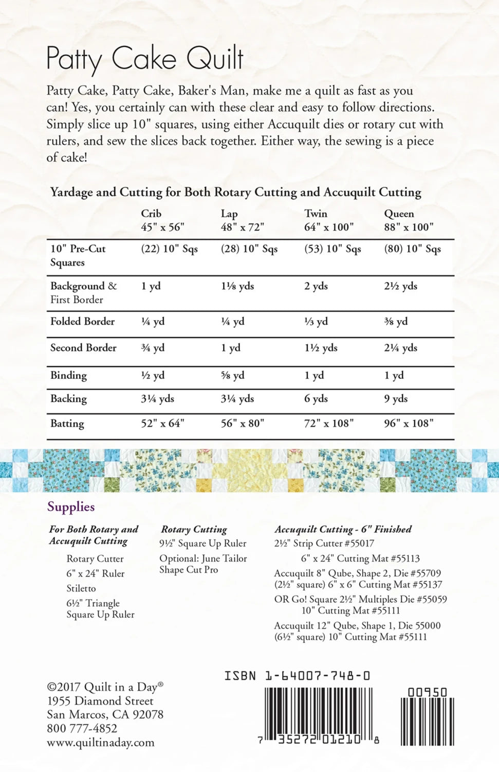 Patty Cake Quilt Pattern by Quilt in a Day