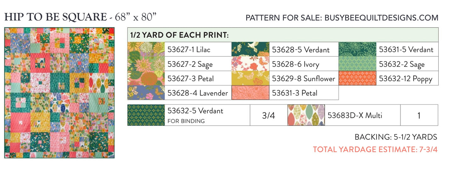 Hip to Be Square Quilt Kit featuring In the Garden by Jennifer Moore