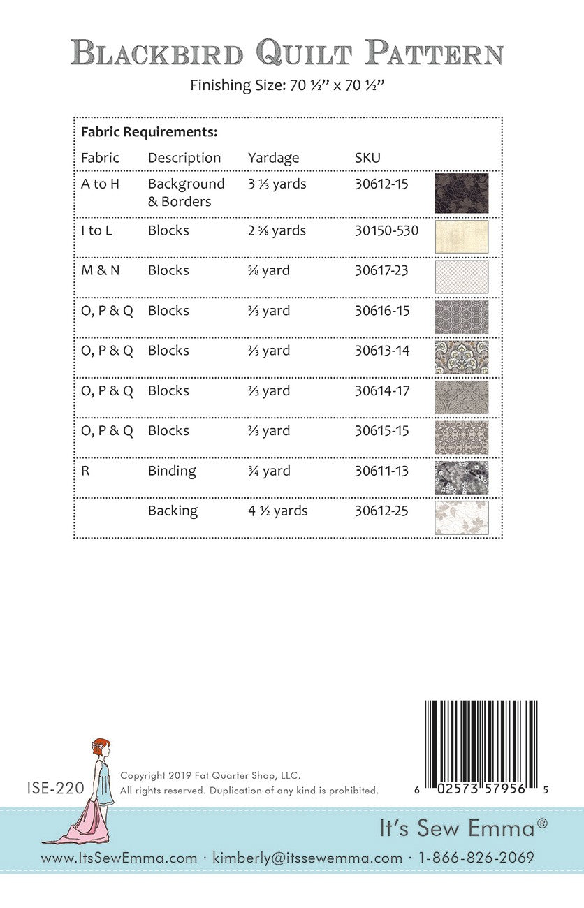 Blackbird Quilt Pattern # ISE-220 - Special Order (exp 11/15/24)