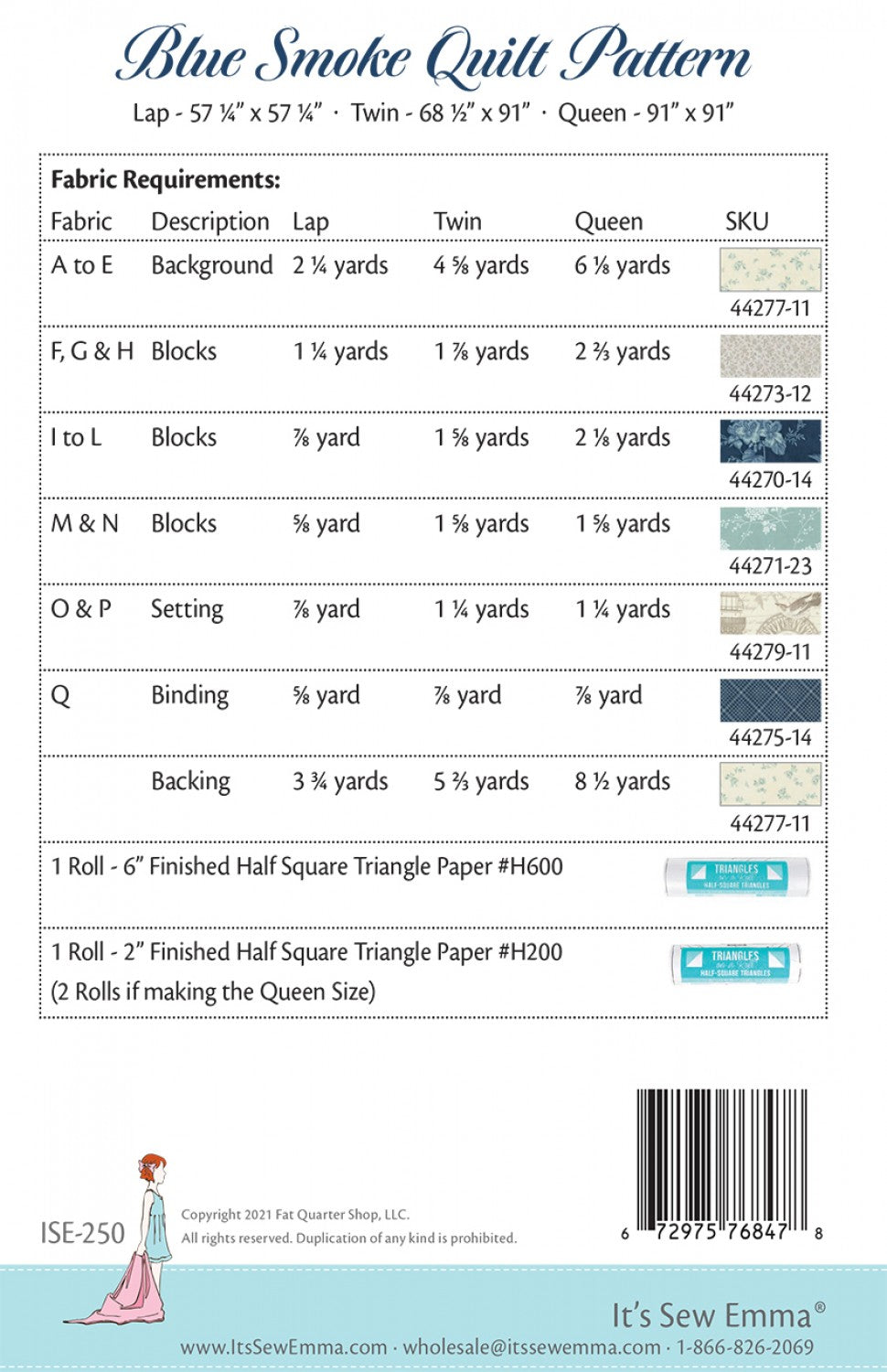 Blue Smoke Quilt Pattern # ISE-250 - Special Order