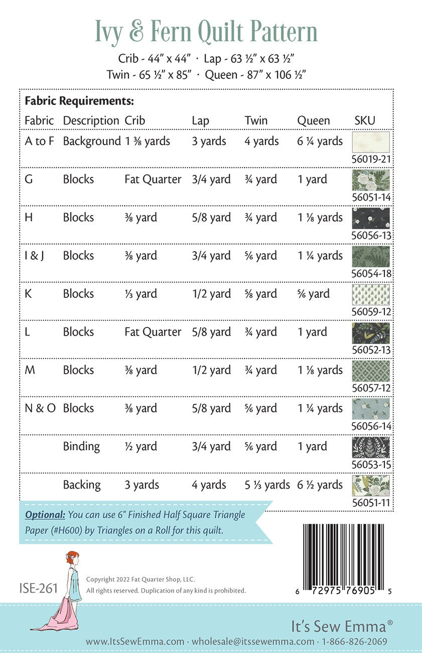 Ivy & Fern Quilt Pattern # ISE-261 - Special Order