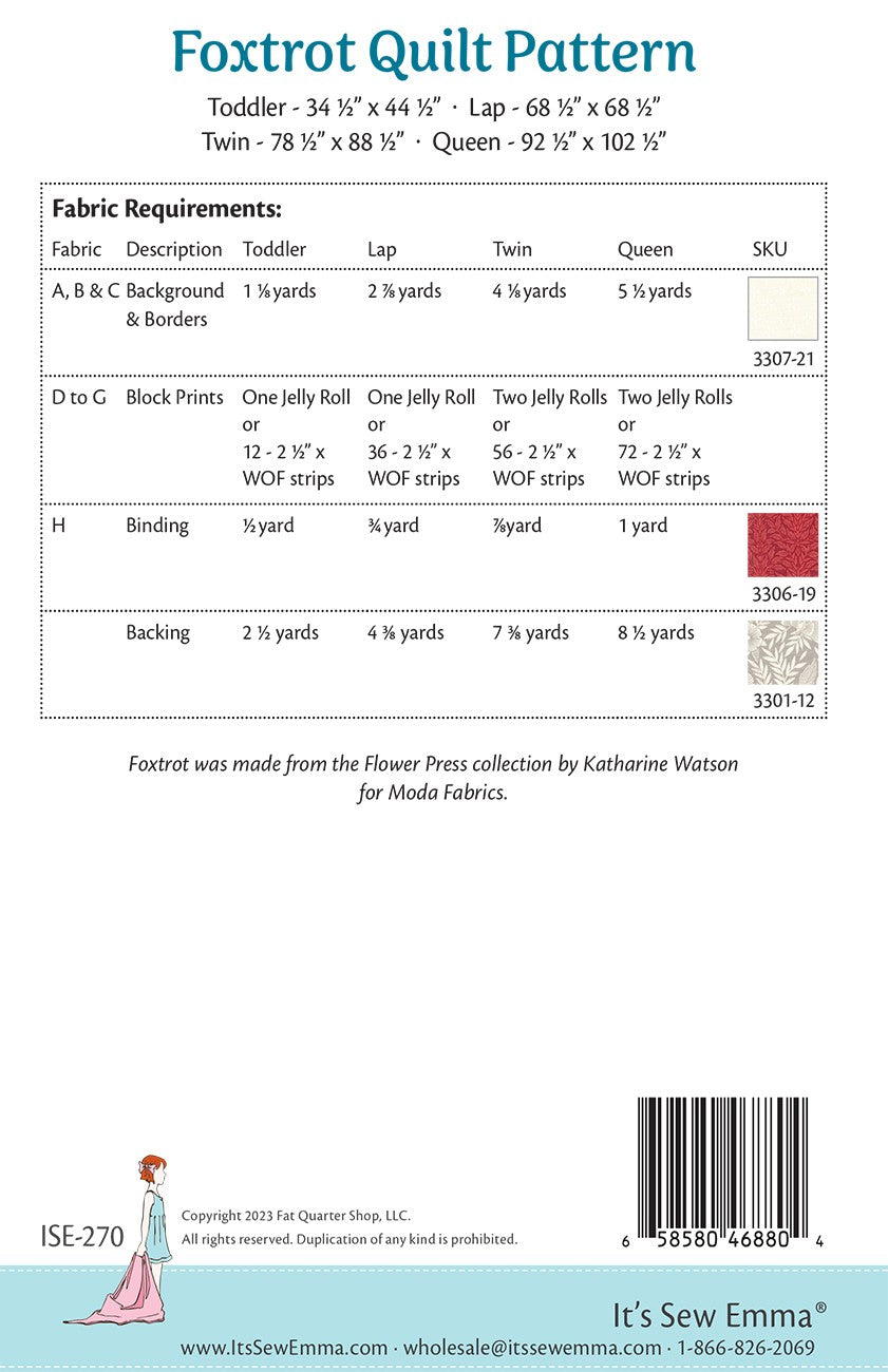 Foxtrot Quilt Pattern # ISE-270 - Special Order