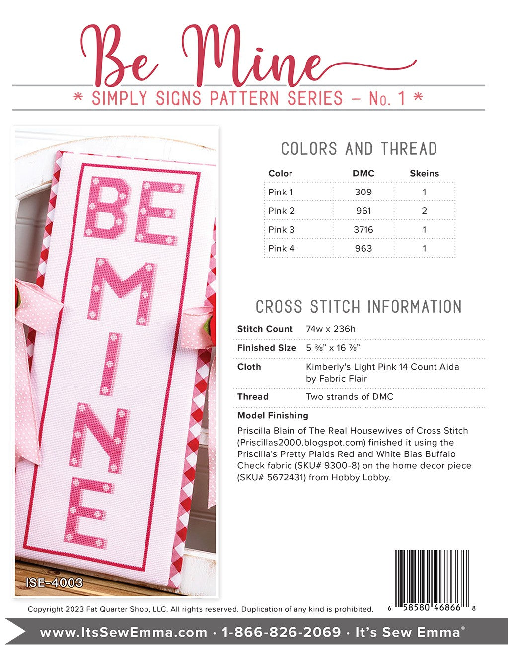 Be Mine Simply Signs Cross Stitch # ISE-4003 - Special Order