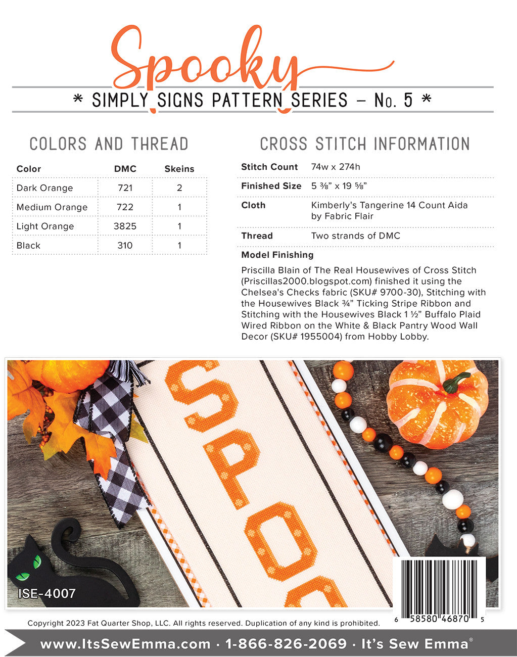 Spooky Simply Signs Cross Stitch Pattern # ISE-4007 - Special Order