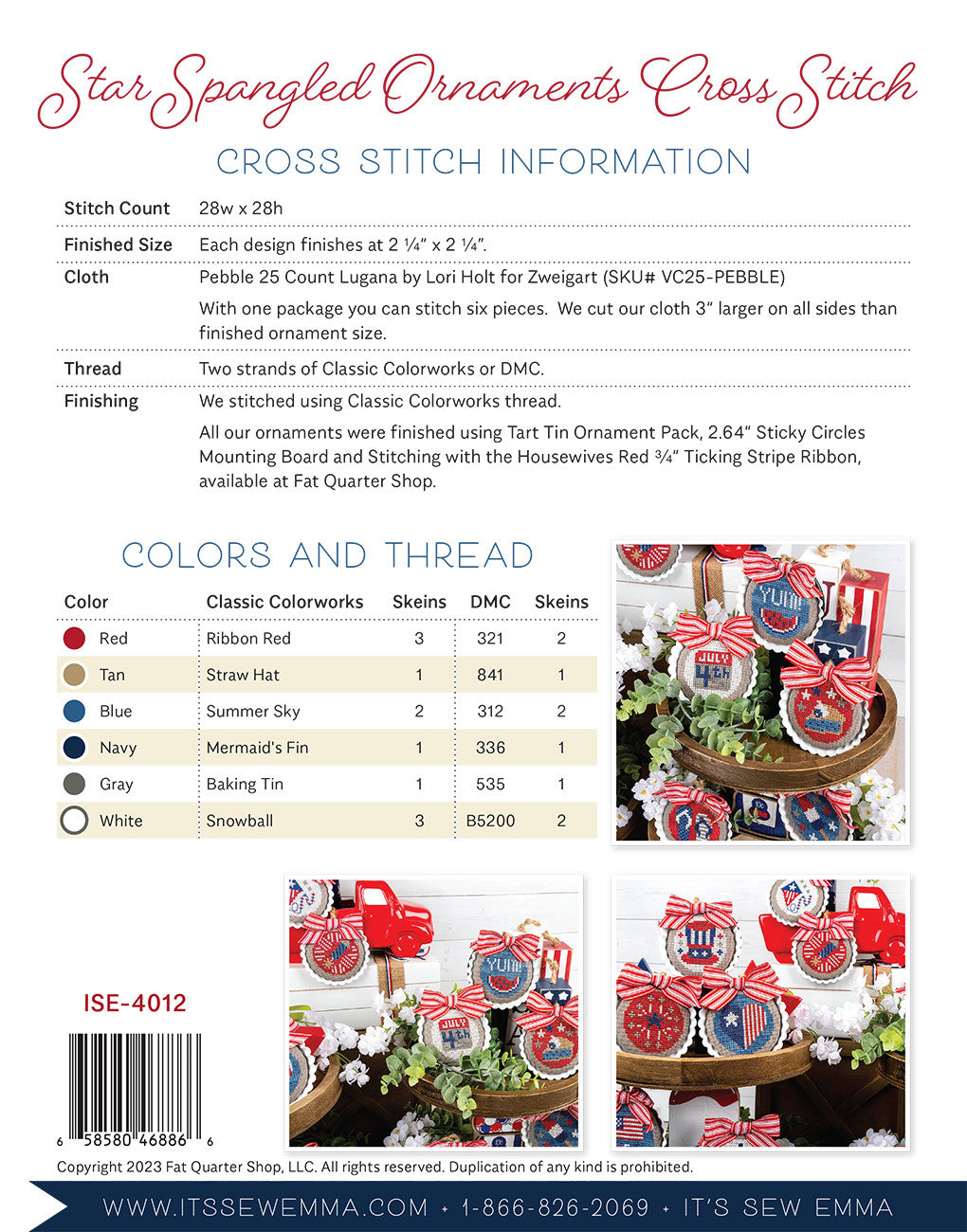 Star Spangled Ornaments Cross Stitch Pattern # ISE-4012 - Special Order