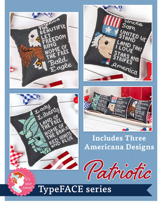 Patriotic TypeFACE Cross Stitch Pattern # ISE-4013 - Special Order