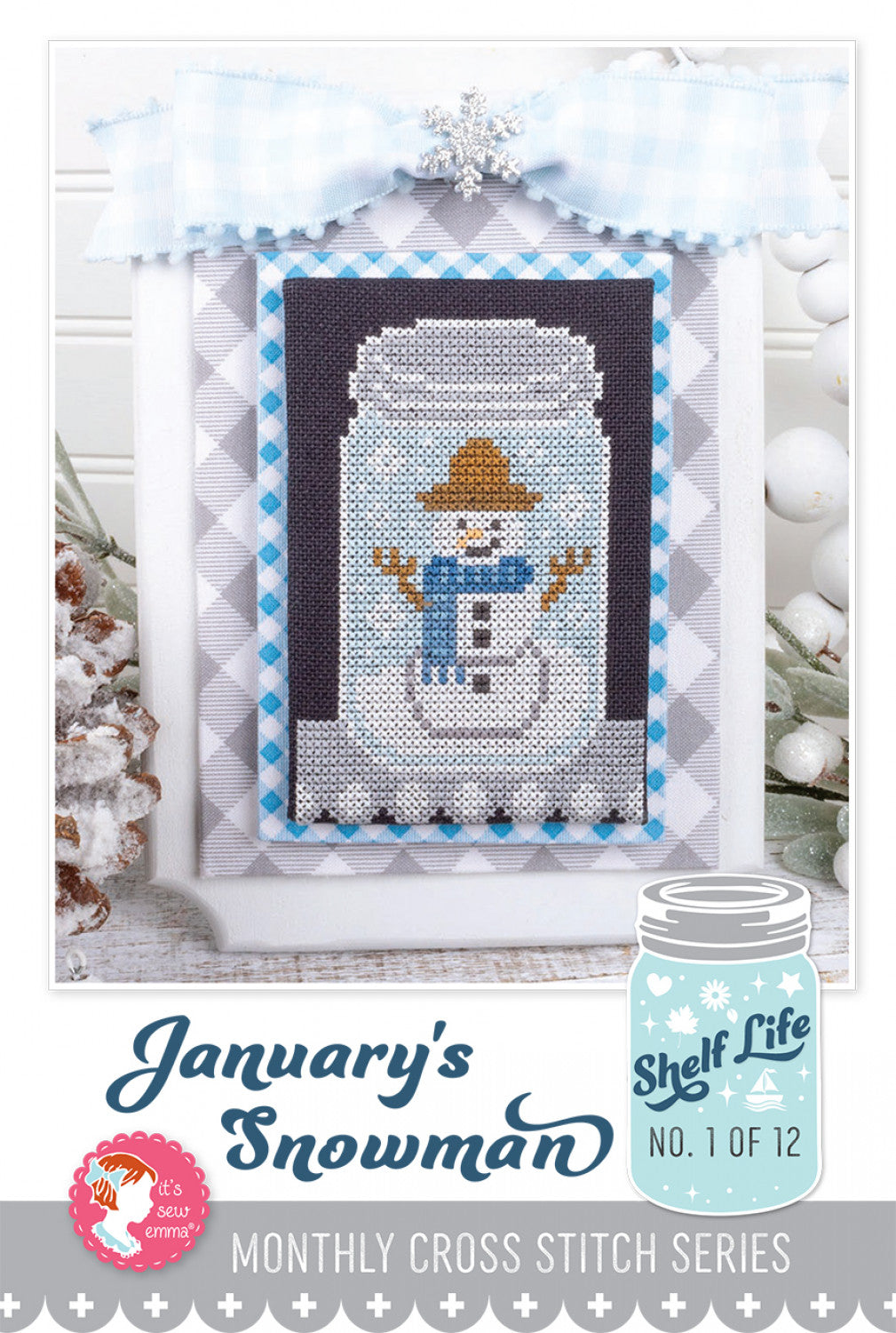 January's Snowman Shelf Life Cross Stitch Pattern # ISE-4025- Special Order