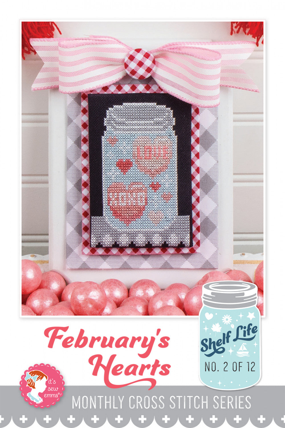 February's Hearts Shelf Life Cross Stitch Pattern # ISE-4026 - Special Order