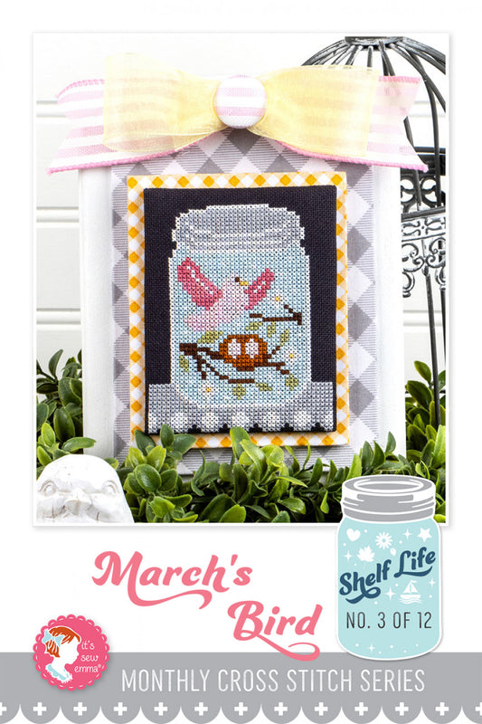 March's Bird Shelf Life Cross Stitch Pattern # ISE-4027 - Special Order