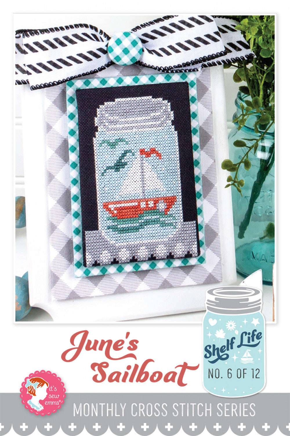 June's Sailboat Shelf Life Cross Stitch Pattern # ISE-4030 - Special Order