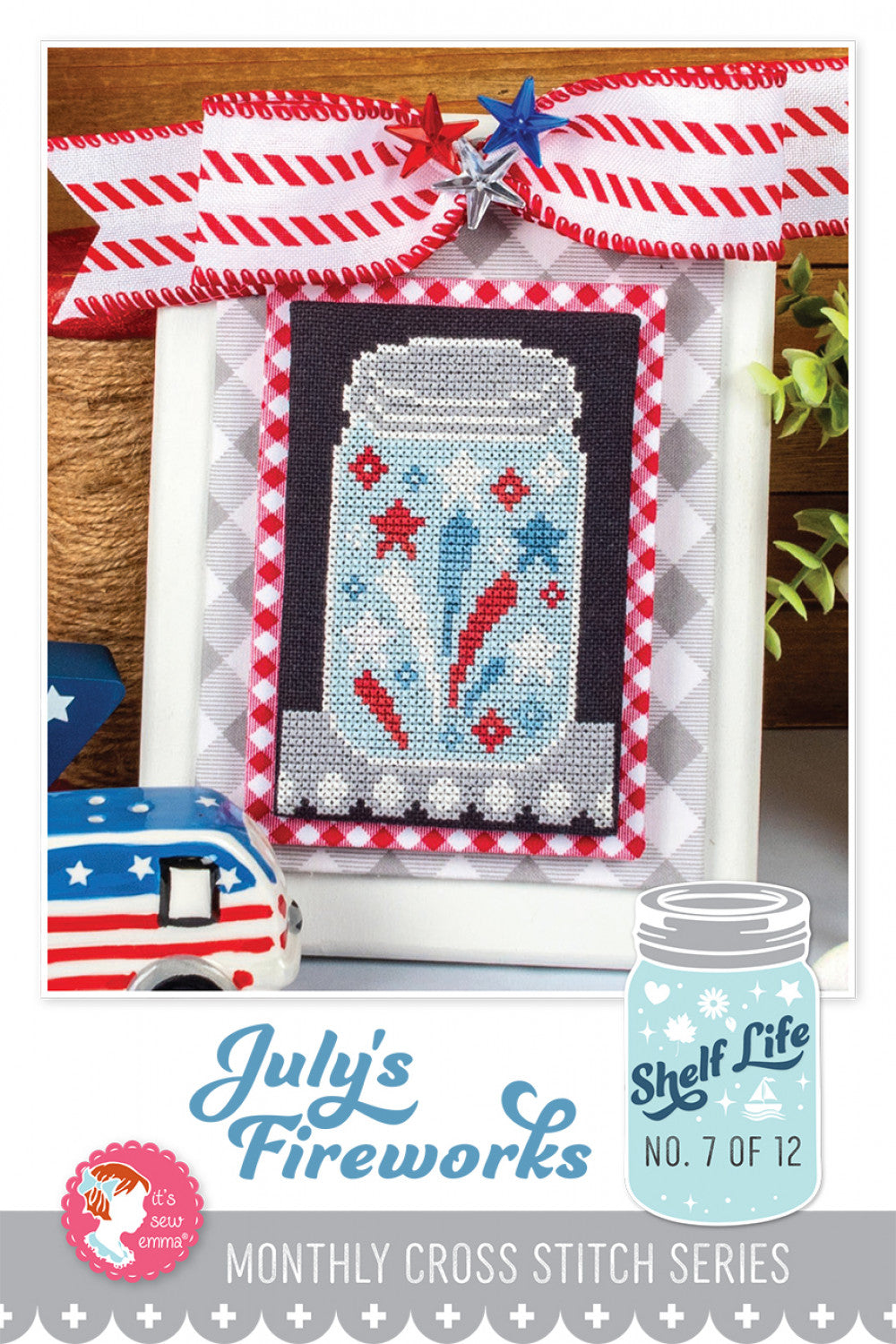 July's Fireworks Shelf Life Cross Stitch Pattern # ISE-4031 - Special Order